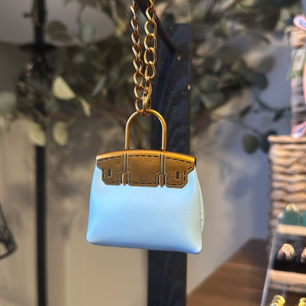 Mini Leather Purse Bag Charm (Tiffany Blue)